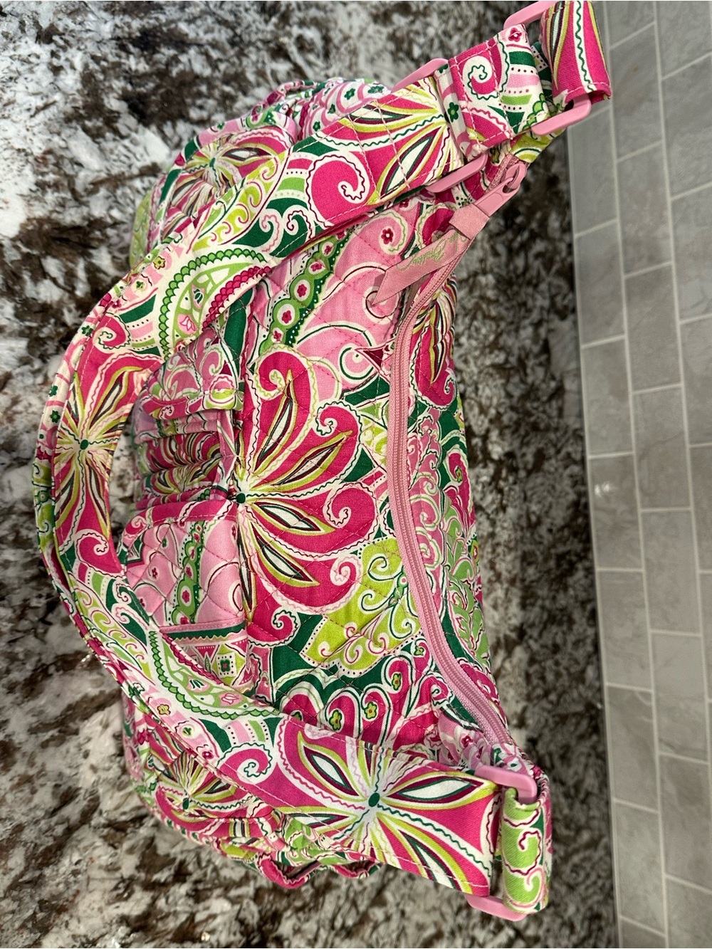 Vera Bradley Retired Pinwheel Pink Cargo Sling Bag Adjustable Shoulder Strap - Picture 10 of 14